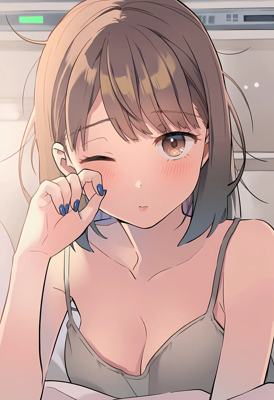 Aiko giving a playful wink